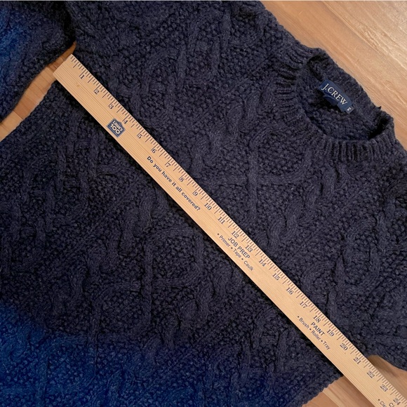 J. Crew Wool Cable Knit Heather Blue Sweater Unisex Men’s Small - Picture 4 of 5